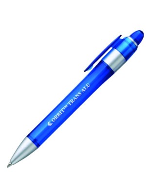 Plastic Pen Orbit Transparent Alu Retractable Penswith ink colour Blue